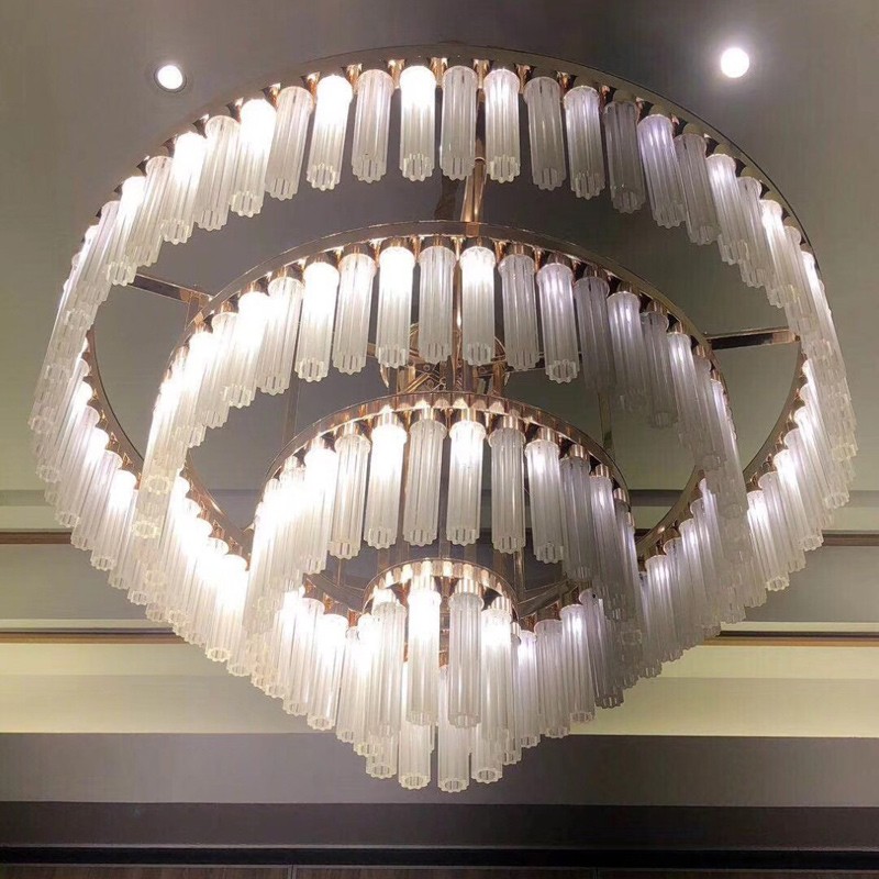 Lámparas de estilo moderno de tubo de vidrio de varios niveles para la decoración del hotel