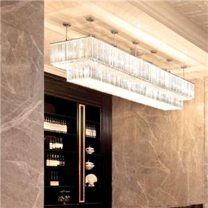 Lámparas de cristal de lujo con diseño de tira larga LED interior para pasillo de hotel
