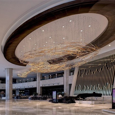 Китай Отель Обычай большой вестибюль стеклянная трубка люстра светодиодный светильник, производитель