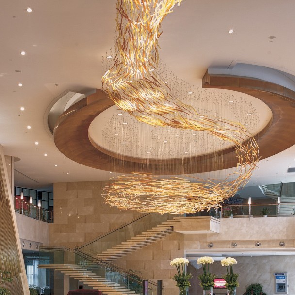 Подвески из художественной стеклянной трубки Осветительные приборы стеклянные люстры для танцевального зала отеля