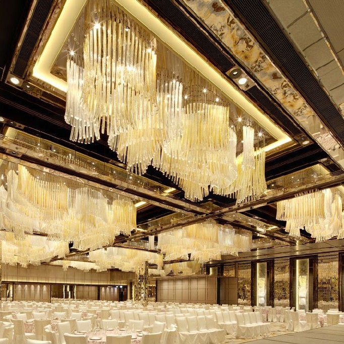Ballroom indoor art glazen buis kroonluchters voor hoteldecoratie