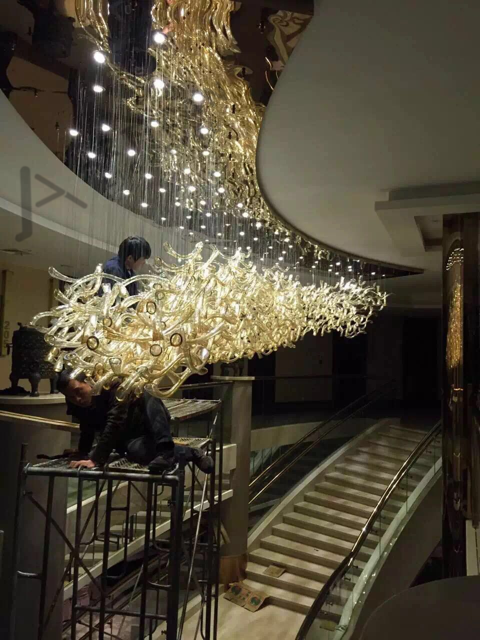 Ballroom Lighting Fixtures art glass pendent With Irregular design for hotel