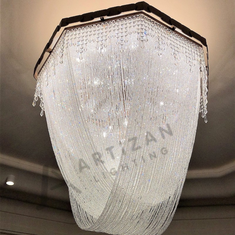 Cobertor de cristal com lustres personalizados e iluminação decorativa