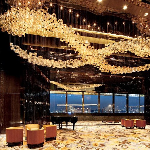 Ballroom Lighting Fixtures art glass pendent With Irregular design for hotel