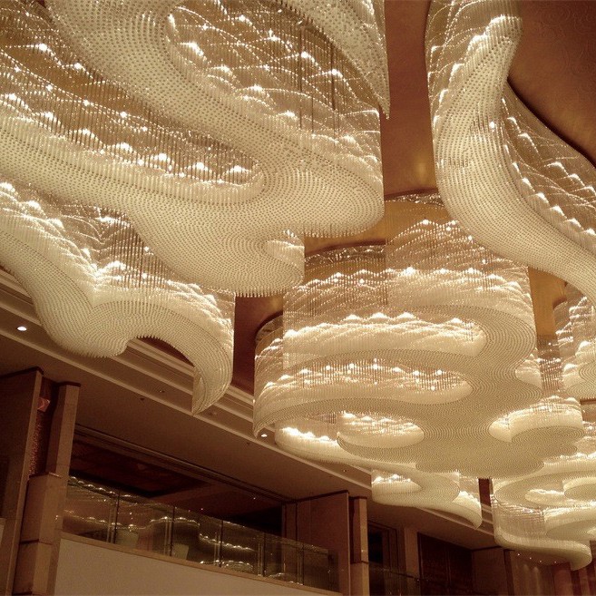 Luminárias Art Déco no lobby Lustre de cristal de design irregular para hotel