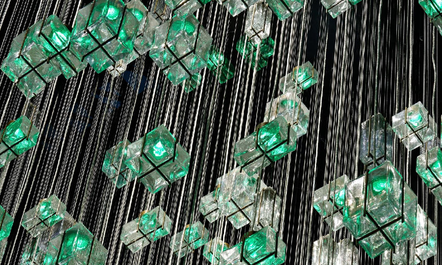glass cube chandeliers