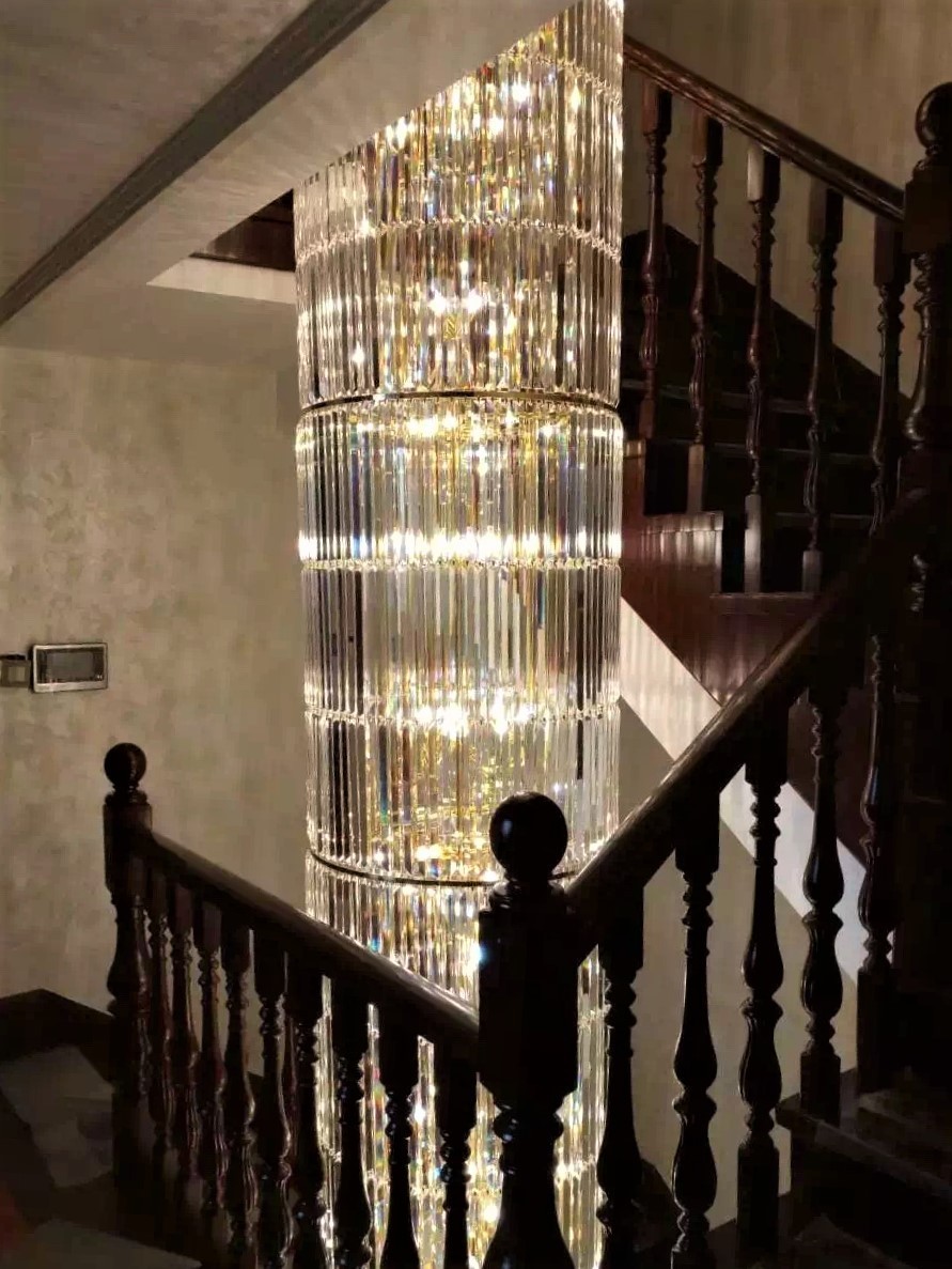 Staircases Indoor Lighting Fixtures long crystal chandeliers for customized project