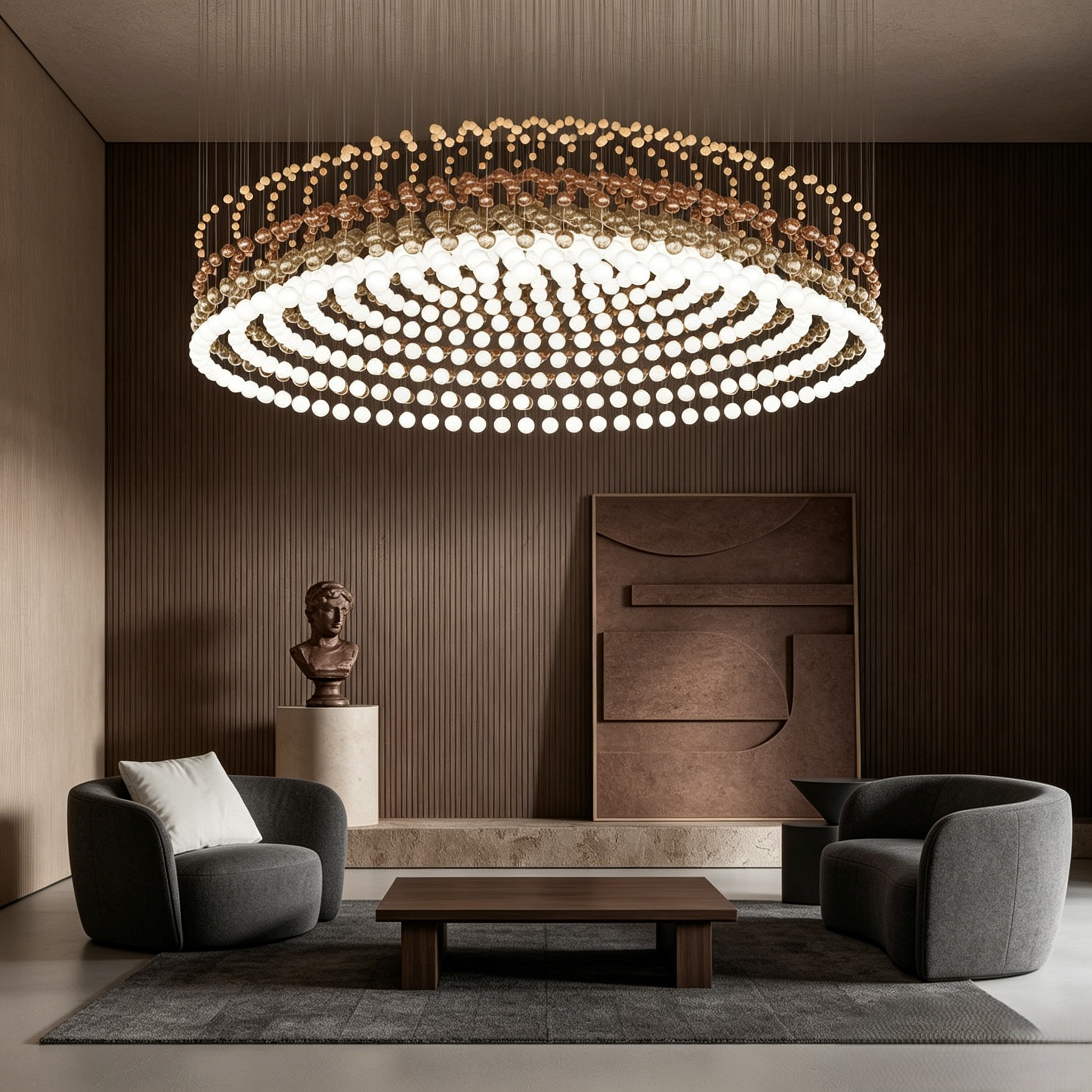 Gradient sphere cluster chandelier