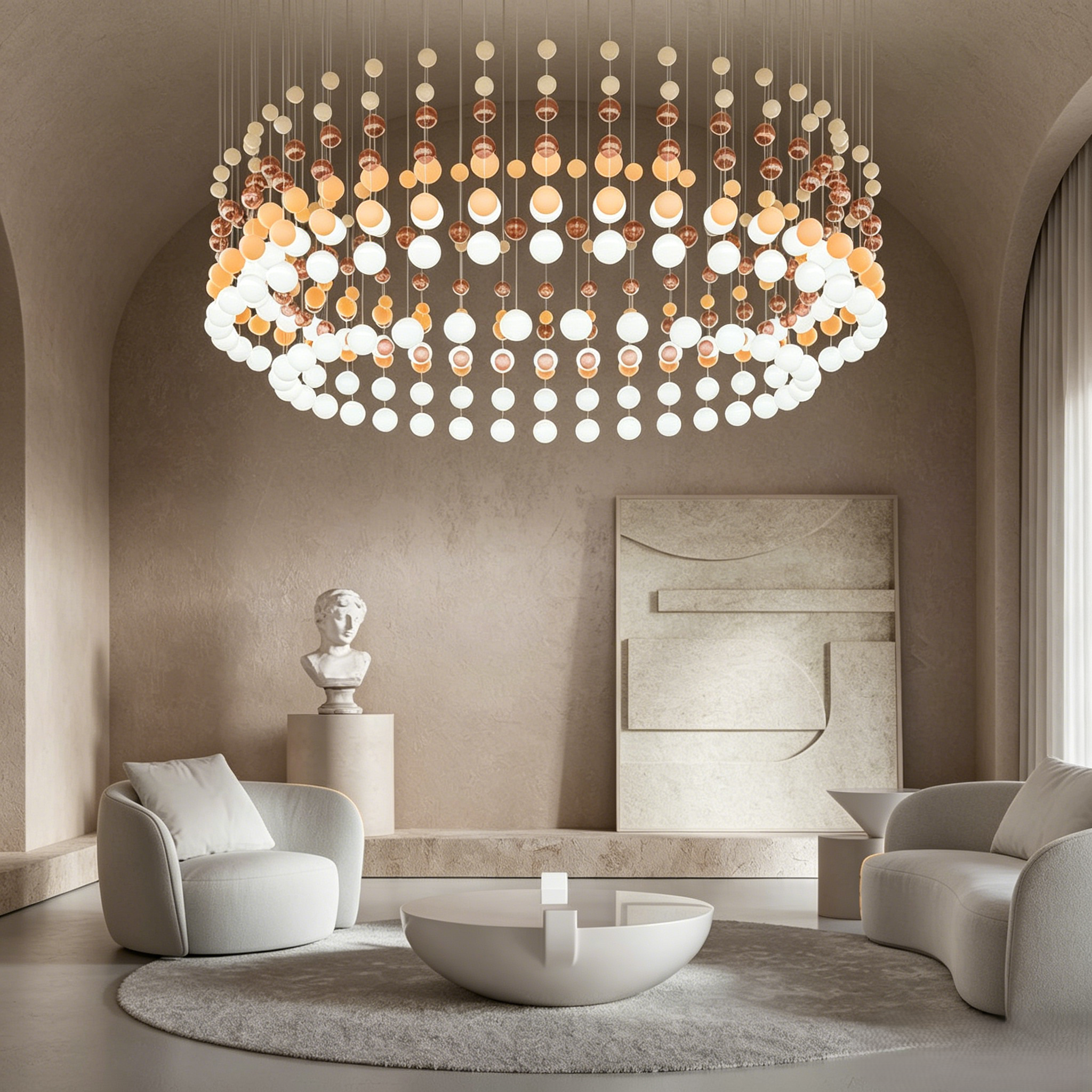 Gradient sphere cluster chandelier