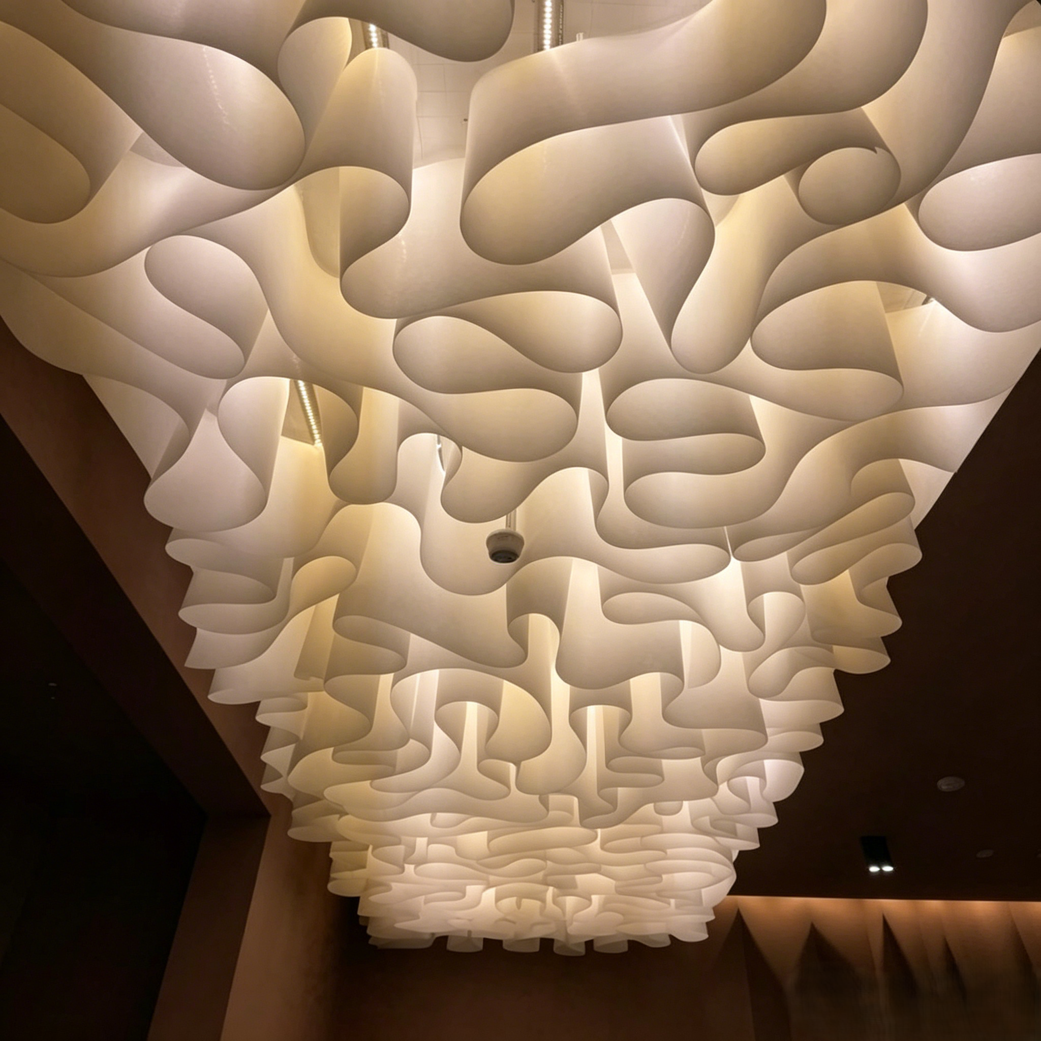 Flowing fabric ribbon chandelier