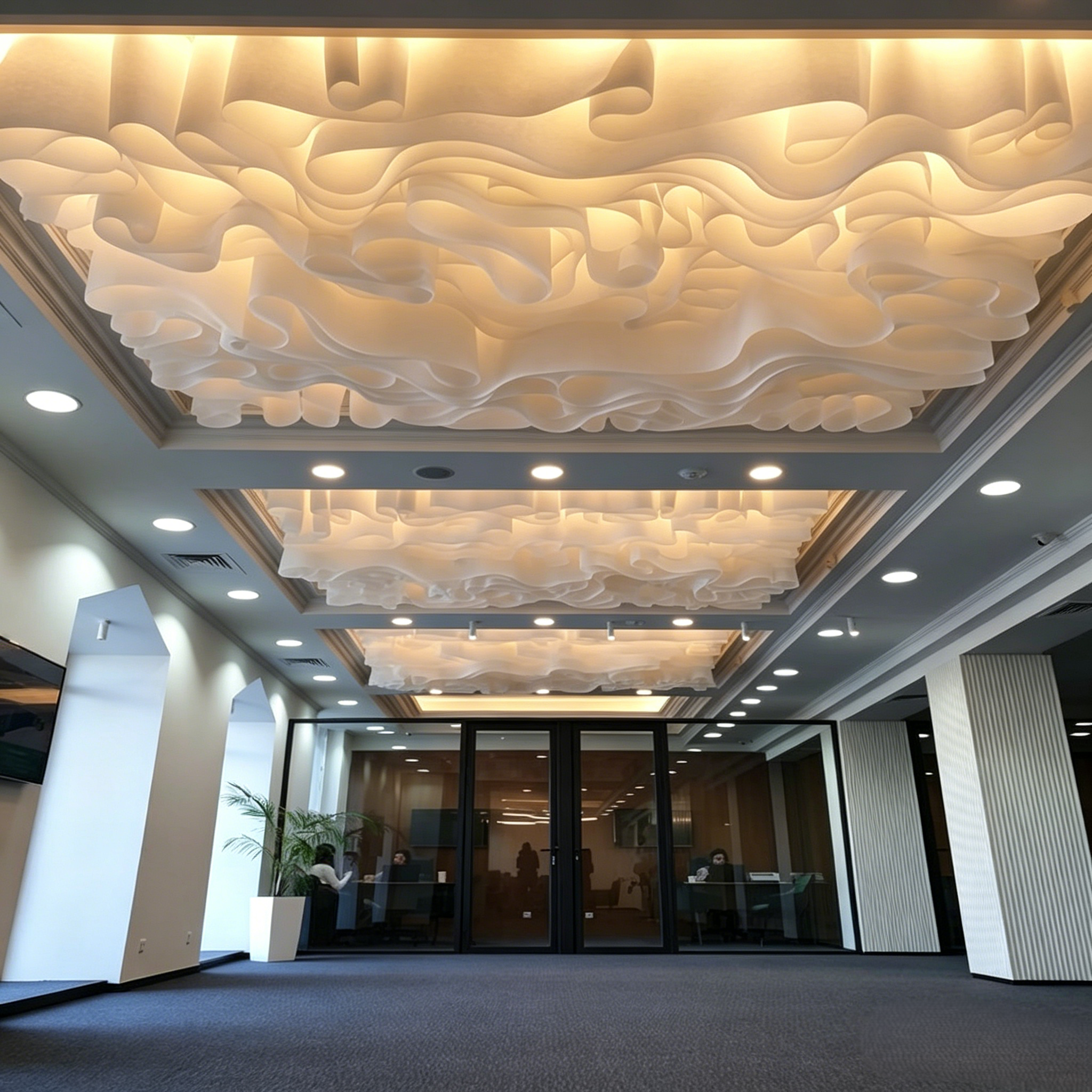 Flowing fabric ribbon chandelier