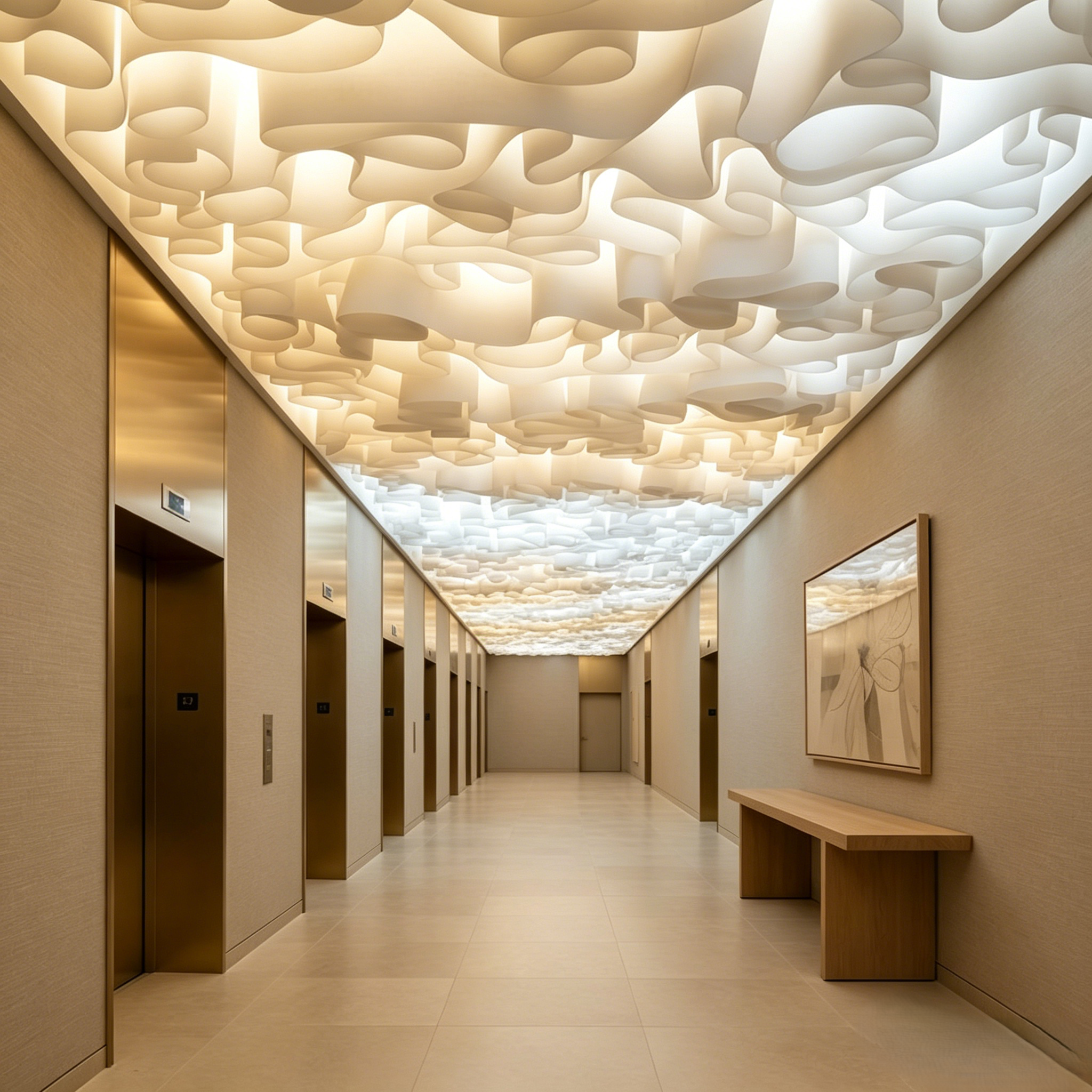 Flowing fabric ribbon chandelier
