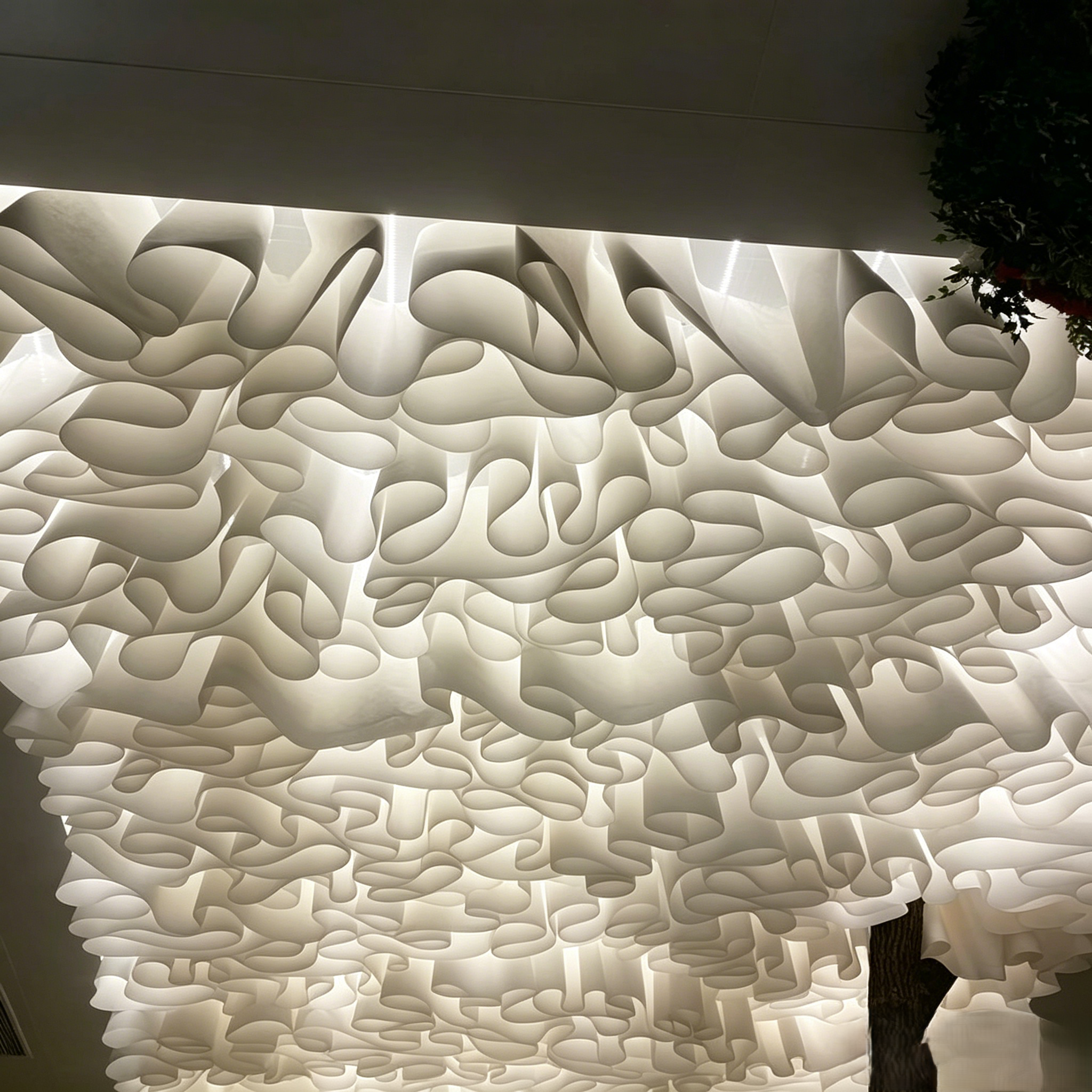 Flowing fabric ribbon chandelier