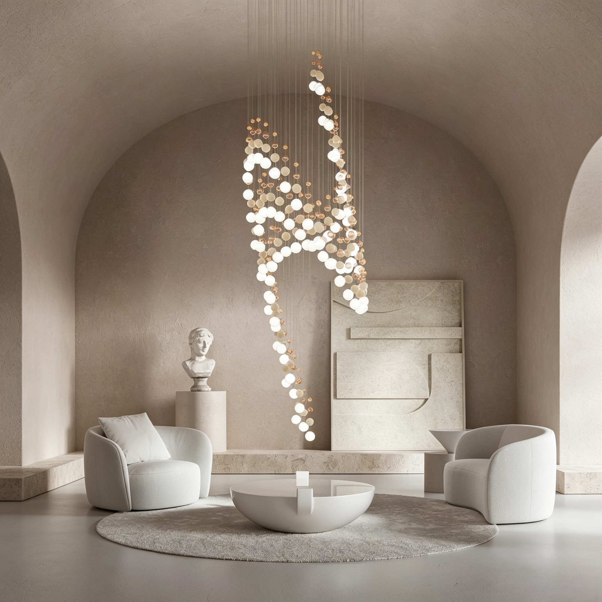 Gradient sphere cluster chandelier