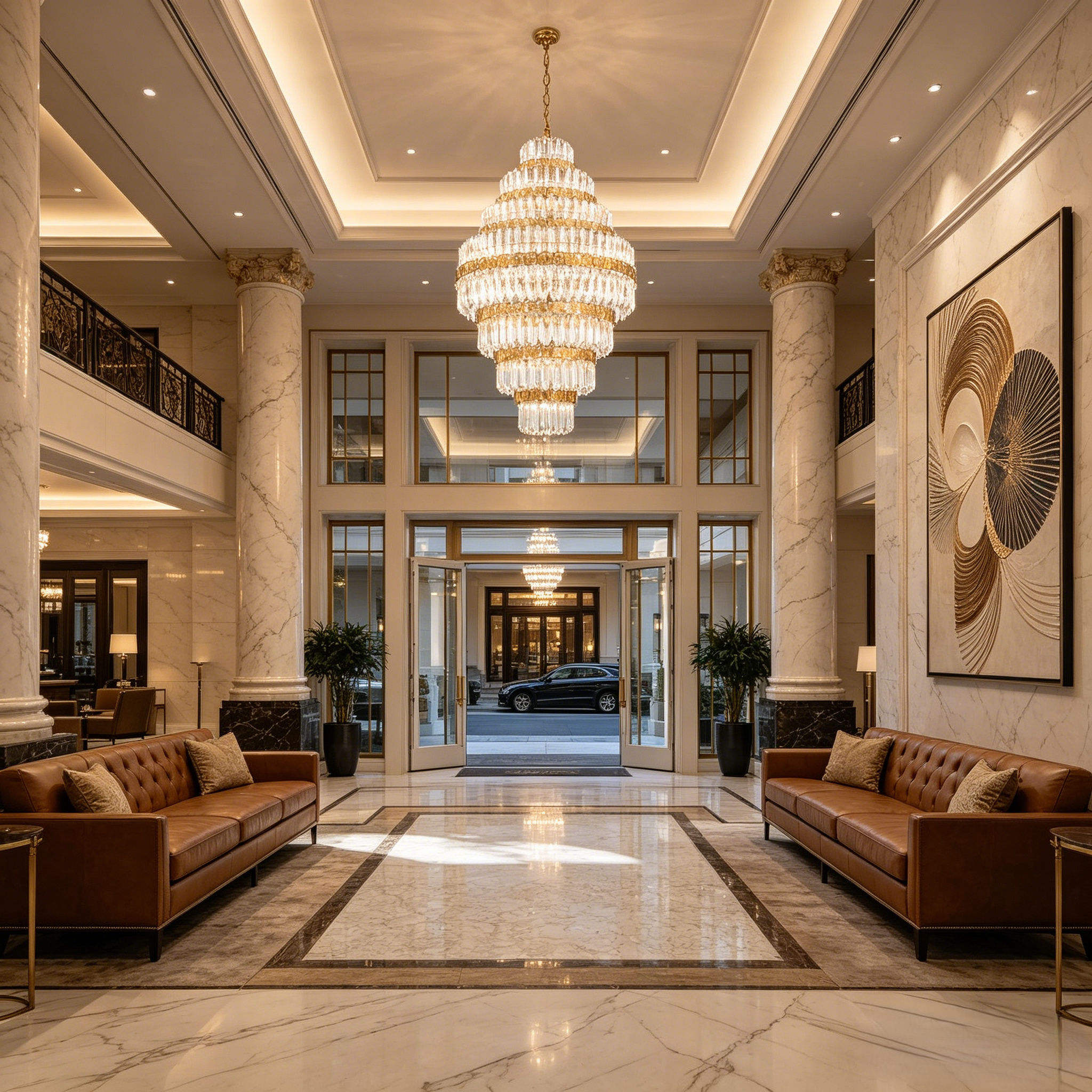 Luxury faceted crystal chandelier