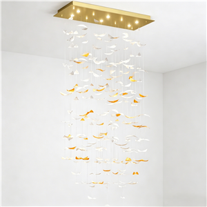 Bird-shaped glass cascade chandelier