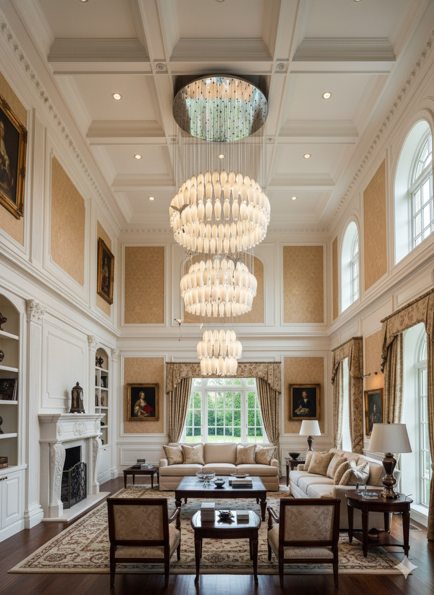 Lily bud ceramic multi-tier chandelier