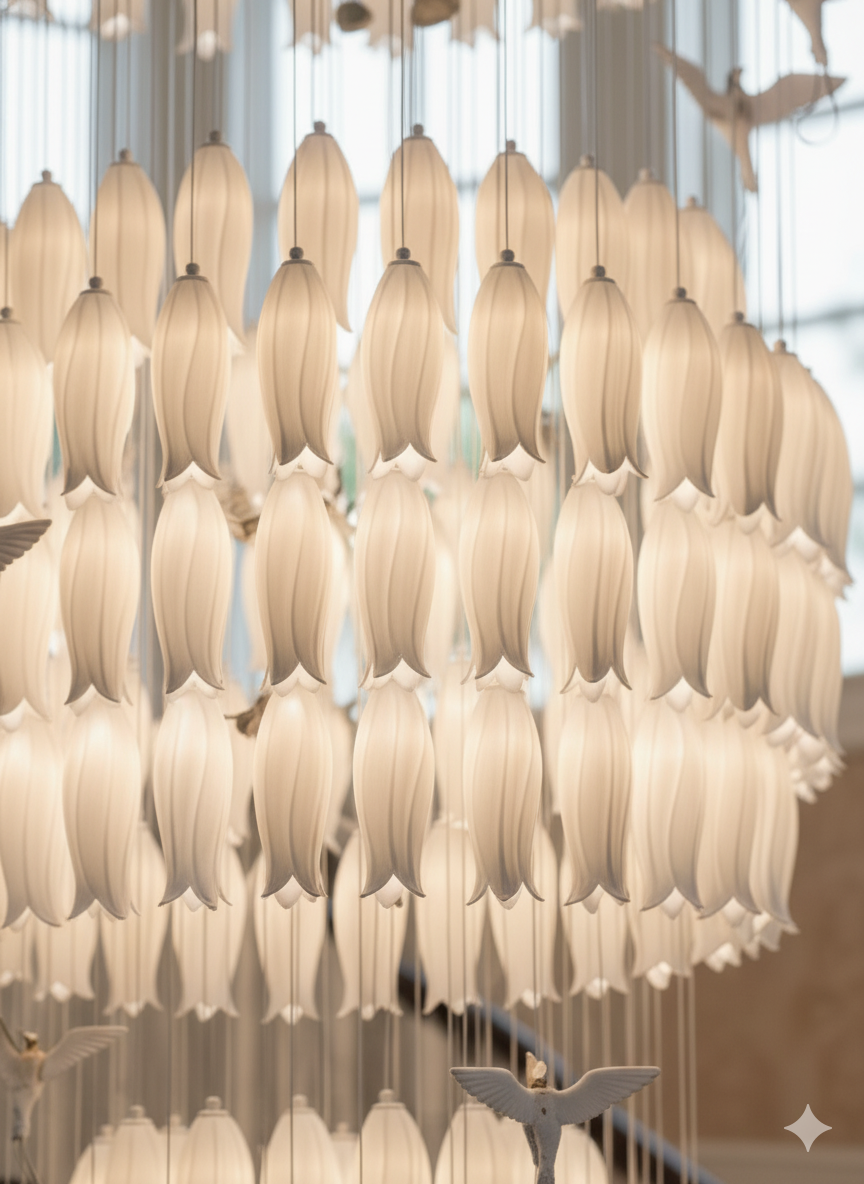 Lily bud ceramic multi-tier chandelier
