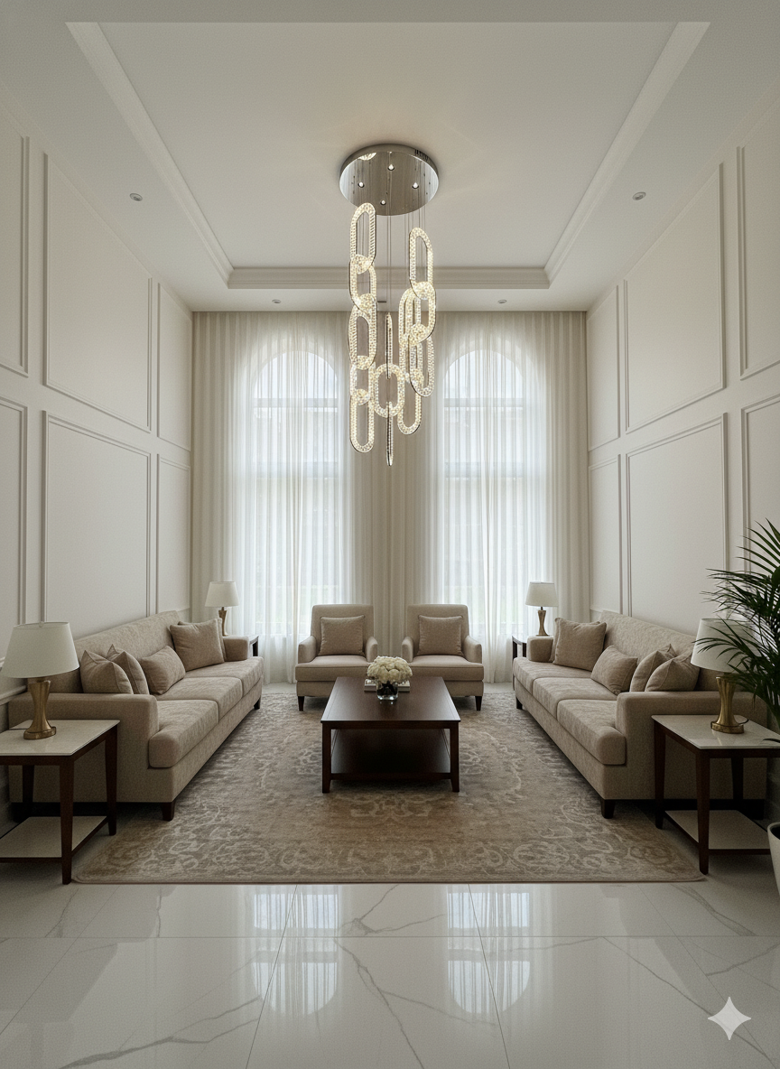 Crystal chain link staircase chandelier