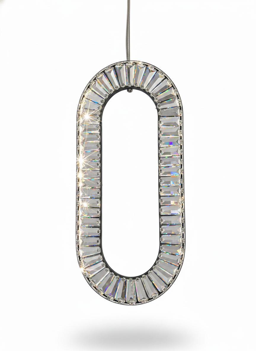 Crystal chain link staircase chandelier