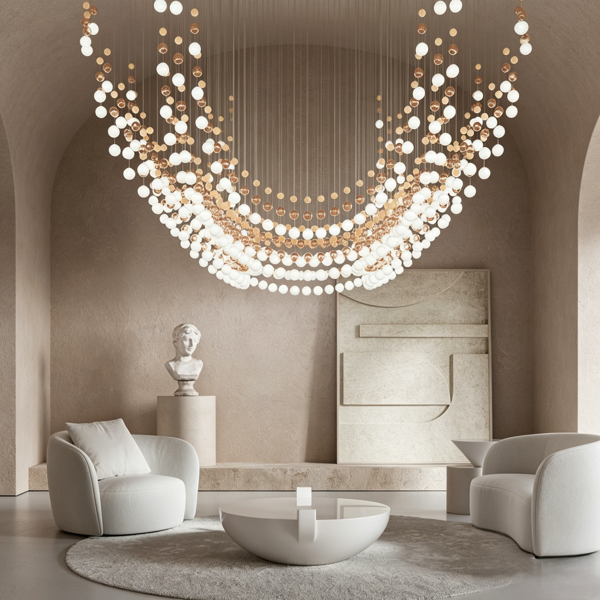 Gradient sphere cluster chandelier