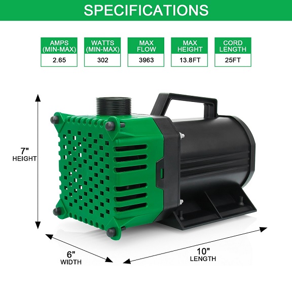 Submersible deals pond pump