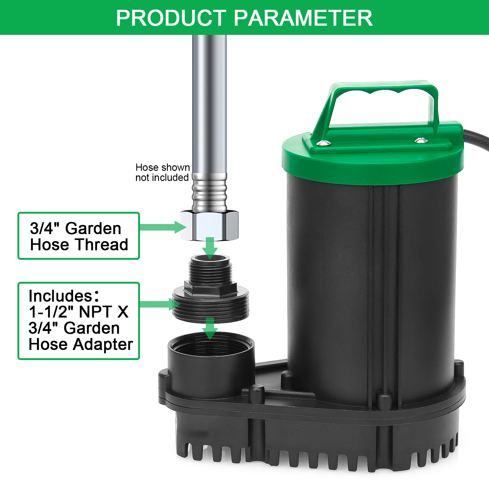 Submersibel Inline Utility Water Pump for Pond Waterfall and Fountain