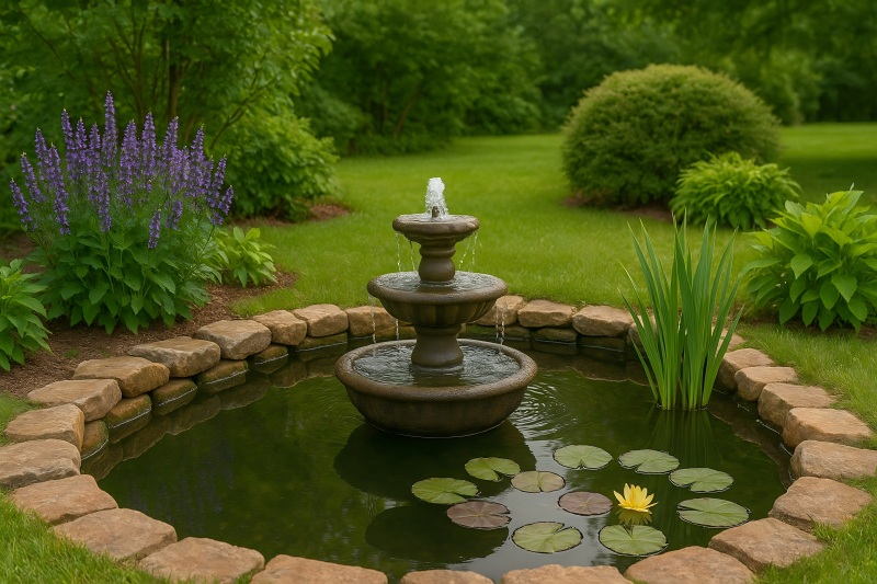 Gartenteiche und Außenbrunnen, die mit Tauchpumpen betrieben werden
