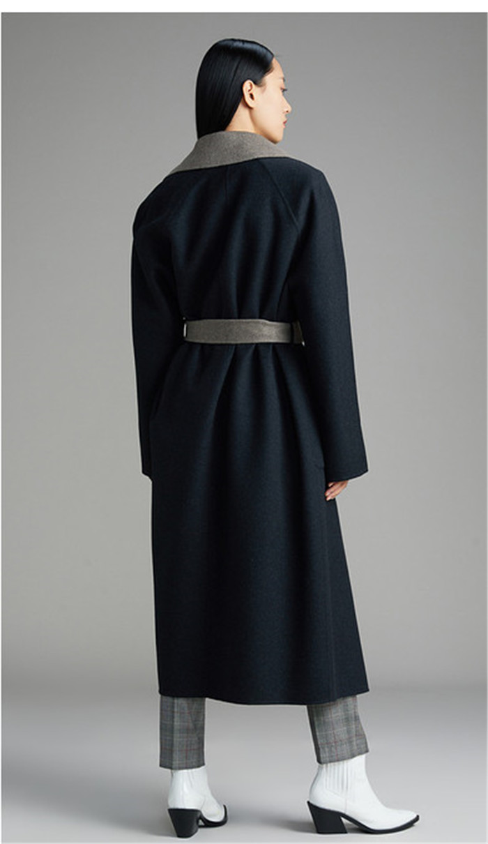 Женское шерстяное пальто ручной работы с поясом