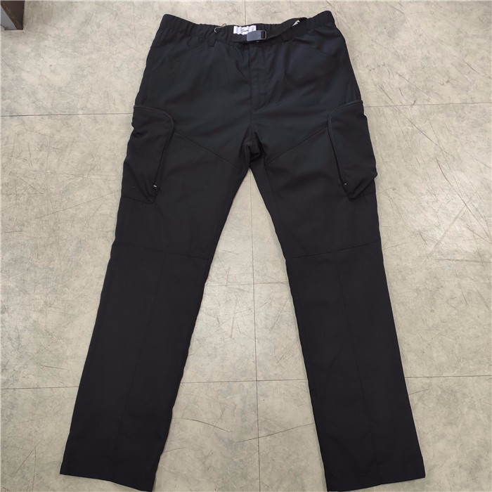 Męskie czarne spodnie Multi kieszenie z paskiem Spodnie