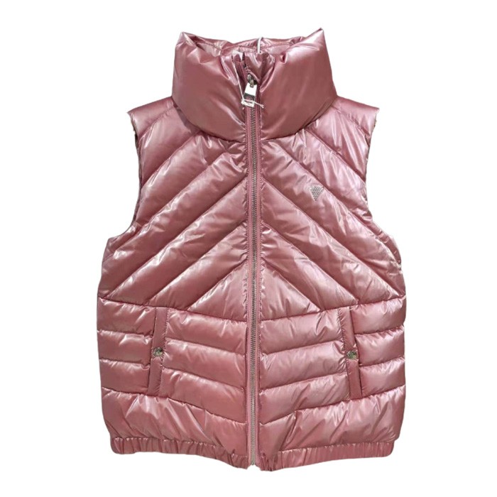 Kızlar Pembe Yastıklı Kapitone Nakış Yelek