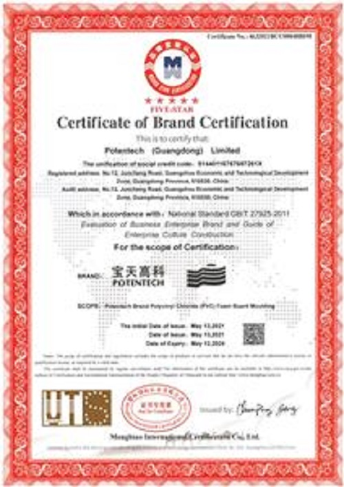 Certificate of Brand Certification