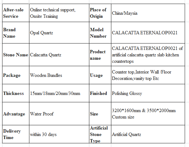 Artificial Calacatta Quartz