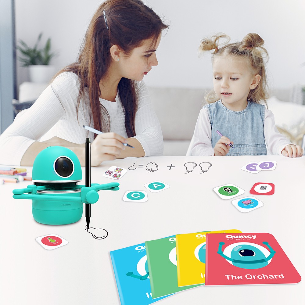  MindWare Quincy - Robot de juguete de lujo para niños de 4 años  en adelante, divertida actividad educativa que enseña a los niños a  escribir y dibujar : Juguetes y Juegos