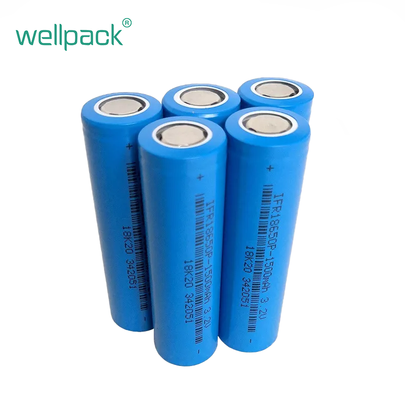 Bateria cilíndrica de lítio 18650 de 3,2 V e 1500 mAh