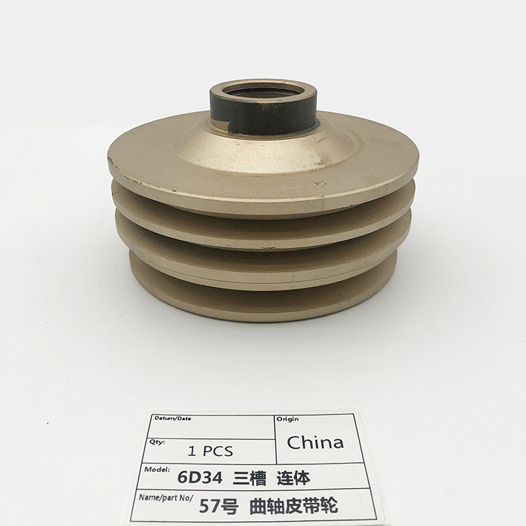 Multiple Engine/Size Standard Crankshaft Tensioner, Crankshaft Pulley Conjoined Type Three Grooves Fit for 6D34 Many Types of Machine Excavator.