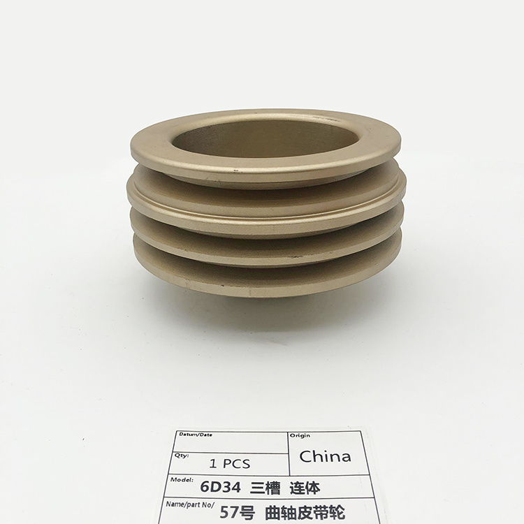 Multiple Engine/Size Standard Crankshaft Tensioner, Crankshaft Pulley Conjoined Type Three Grooves Fit for 6D34 Many Types of Machine Excavator.