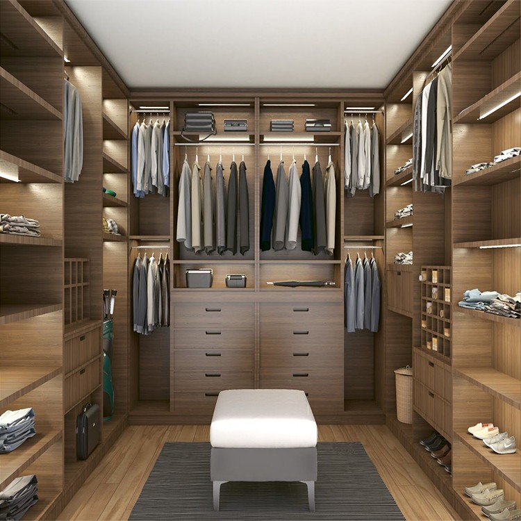 Diseño moderno de lujo de los muebles del armario del gabinete del guardarropa que camina de madera del MDF de la melamina