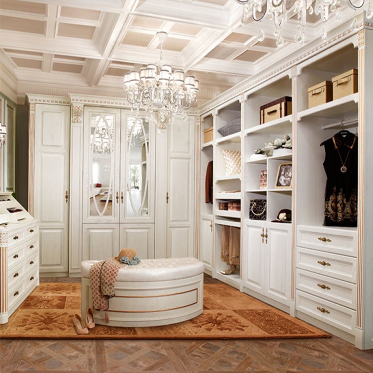 غرفة نوم حديثة بناء في تصميم أثاث خزانة الملابس خزانة ملابس خشبية بيضاء