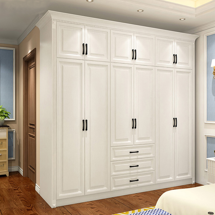 Classical Bedroom White Oak Solid Wooden Wardrobe Furniture Design