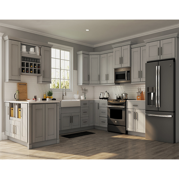 American Style Gray Shaker Wood kitchen Cabinet Set Design - China ...