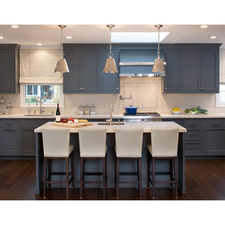 Custom Made Blue Shaker Handle Kitchen Cabinets Furniture with Sink ...