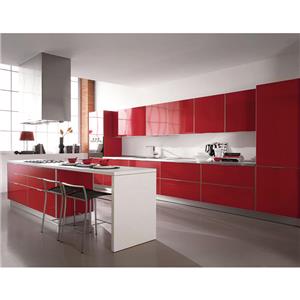 Armoire de cuisine de finition laquée haute brillance rouge de conception moderne à vendre