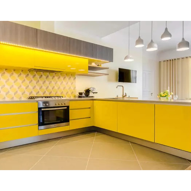 Modern Yellow High Gloss Lacquer Kitchen Cabinet Design Manufacturers, Modern Yellow High Gloss Lacquer Kitchen Cabinet Design Factory, Supply Modern Yellow High Gloss Lacquer Kitchen Cabinet Design