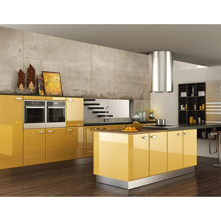 Modern Yellow High Gloss Lacquer Kitchen Cabinet Design Manufacturers, Modern Yellow High Gloss Lacquer Kitchen Cabinet Design Factory, Supply Modern Yellow High Gloss Lacquer Kitchen Cabinet Design