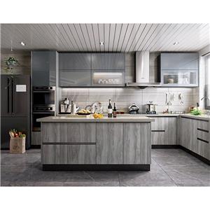 Design moderno de armário de cozinha de tábua de madeira MDF cinza melamina