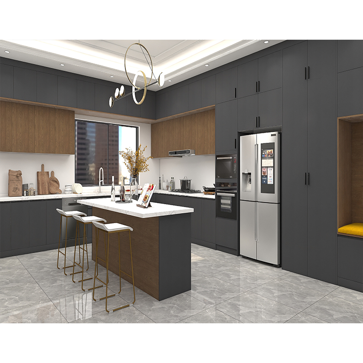 Modern Black Matte Acrylic Kitchen Design China Manufacturer