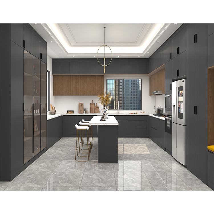 Modern Black Matte Acrylic Kitchen Design China Manufacturer