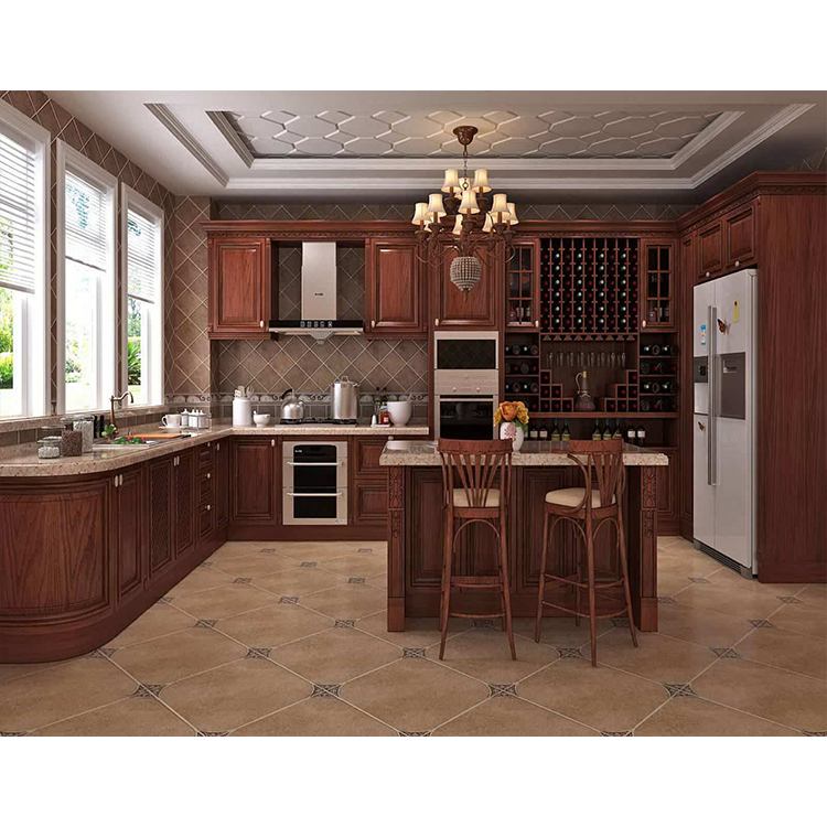 Customized Red Cherry Solid Wood Kitchen Cabinet Design - China ...