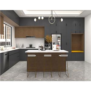 Diseño de gabinetes de cocina de acrílico mate negro moderno